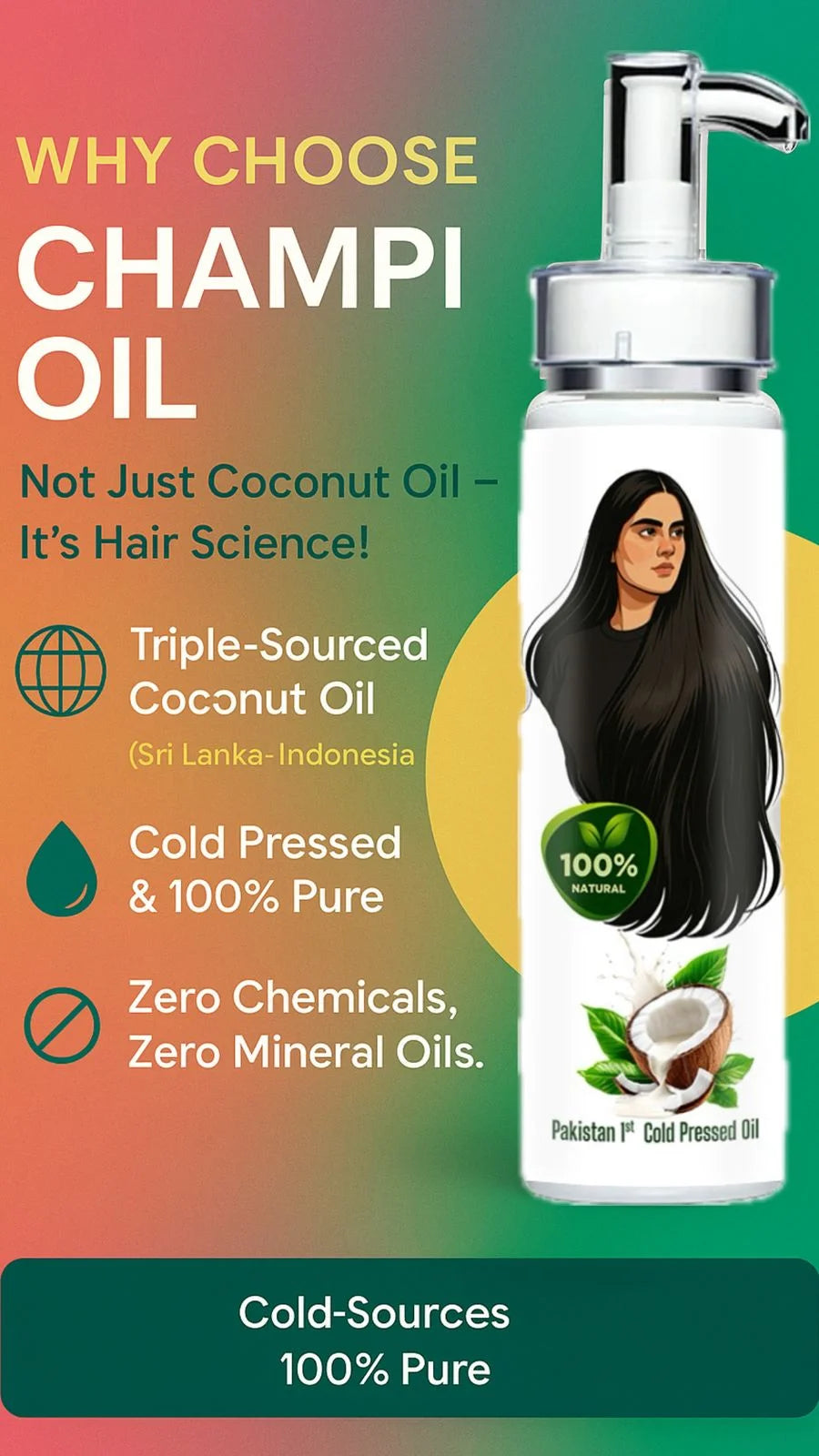 ‏Champi Oil Triple Sourced Coconut Oil